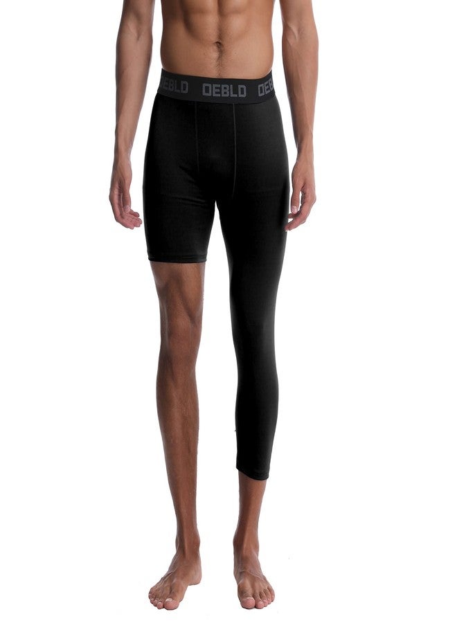 OEBLD Single Leg 3/4 Compression Tights, Unisex Sports Compression Pants, One Leg Basketball Leg Sleeves Athletic Workout Leggings Tights, Light and Strenchable - Image 1